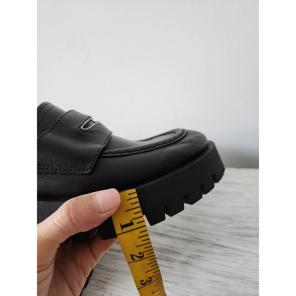 STEVE MADDEN Lawrence Black Leather Slip On Loafers Women's Shoes Size 8M - Picture 9 of 11